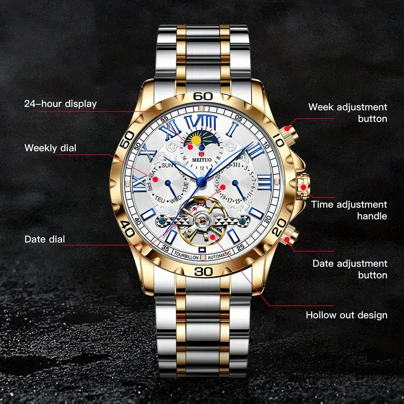 Meituo Gold and Silver Mechanical Watch