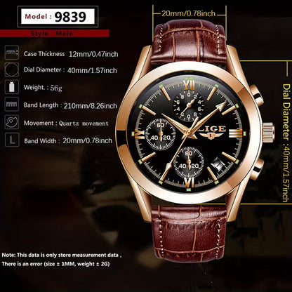 Lige Quartz Chronograph Luxury Watch
