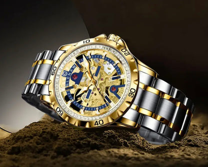 Glenaw Rhinestone Skeleton Mechanical Watch