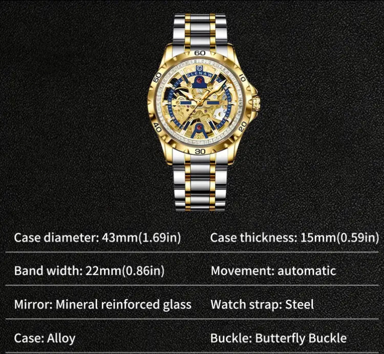 Glenaw Rhinestone Skeleton Mechanical Watch