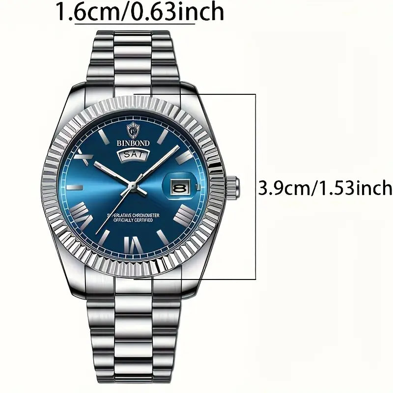 Binbond Blue and Silver Watch