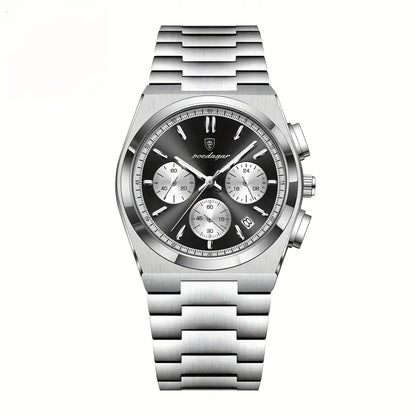 Poedagar Silver Chronograph Watch
