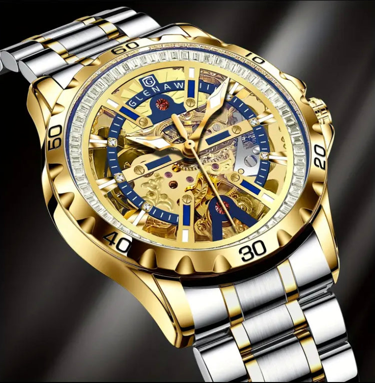 Glenaw Rhinestone Skeleton Mechanical Watch