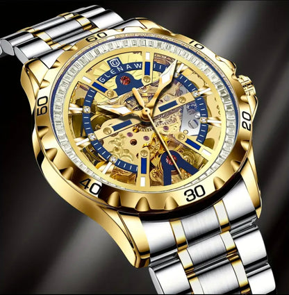 Glenaw Rhinestone Skeleton Mechanical Watch