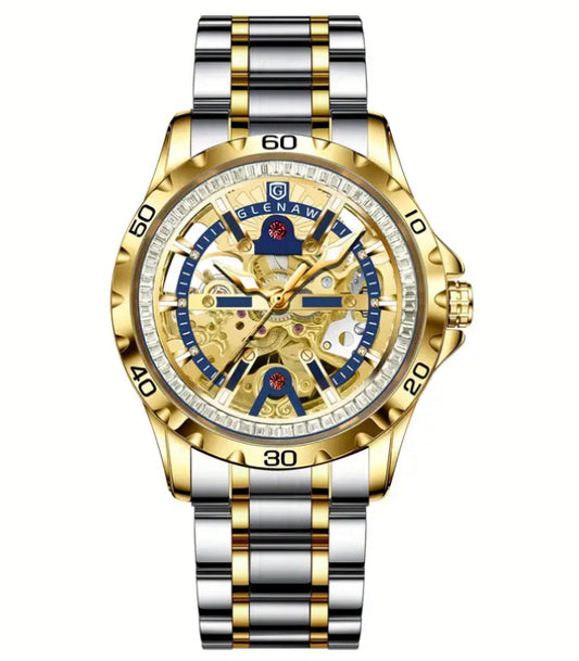 Glenaw Rhinestone Skeleton Mechanical Watch