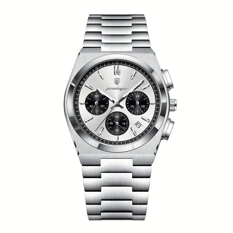 Poedagar Silver Chronograph Watch