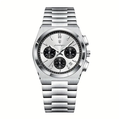 Poedagar Silver Chronograph Watch