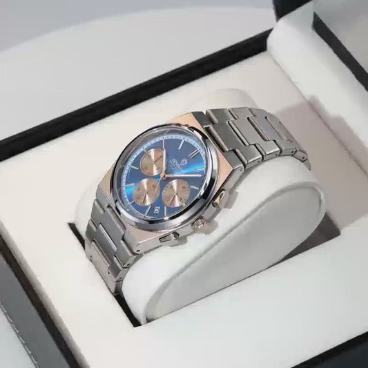 Poedagar Silver Chronograph Watch